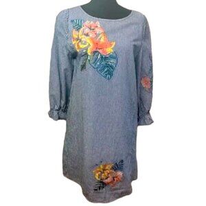 Philosophy Navy Striped Floral Dress Women’s Size Small